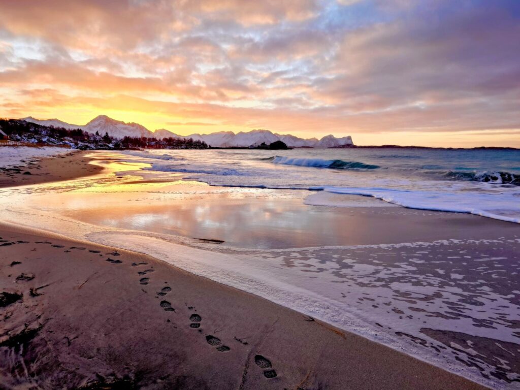 Bovar beach at sunset, Senja island