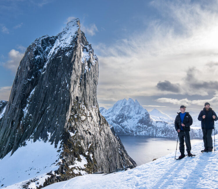Snowshoes on Hesten, winter on Senja island